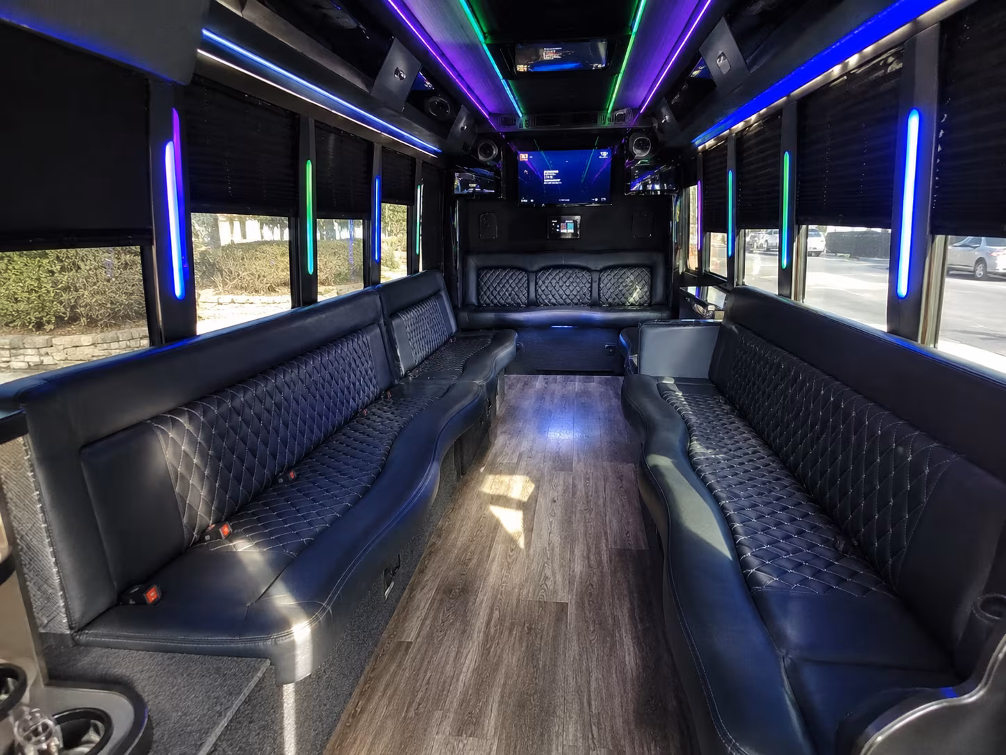 new bedford 15 passenger party bus interior