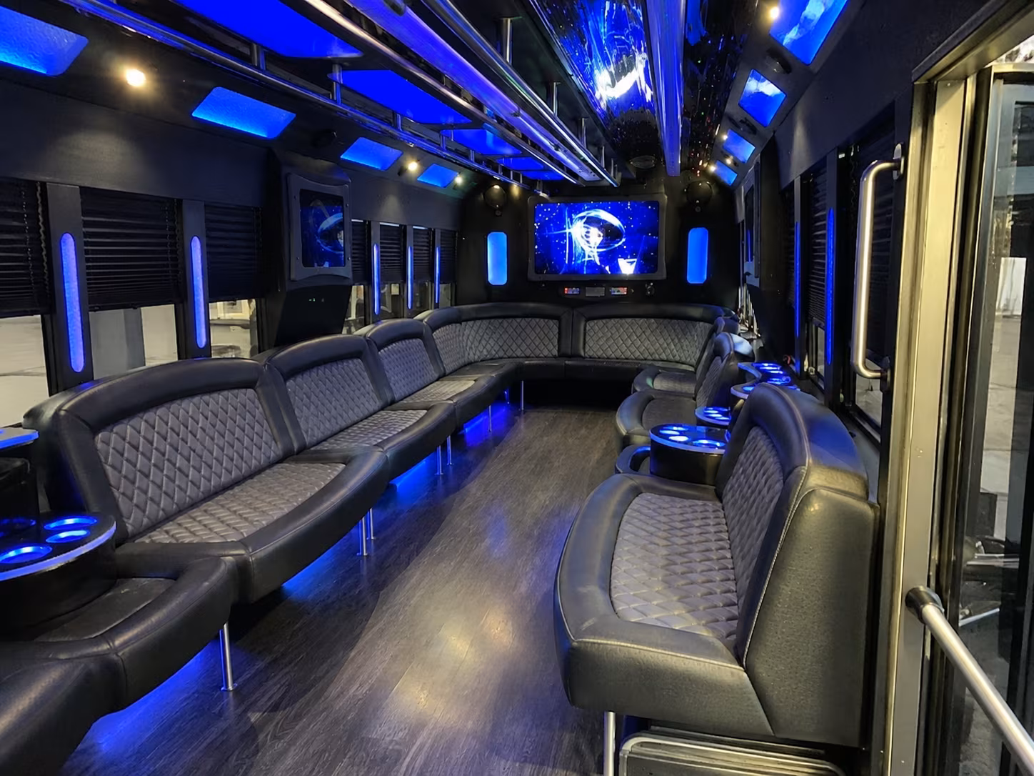 new bedford 28 passenger party bus interior