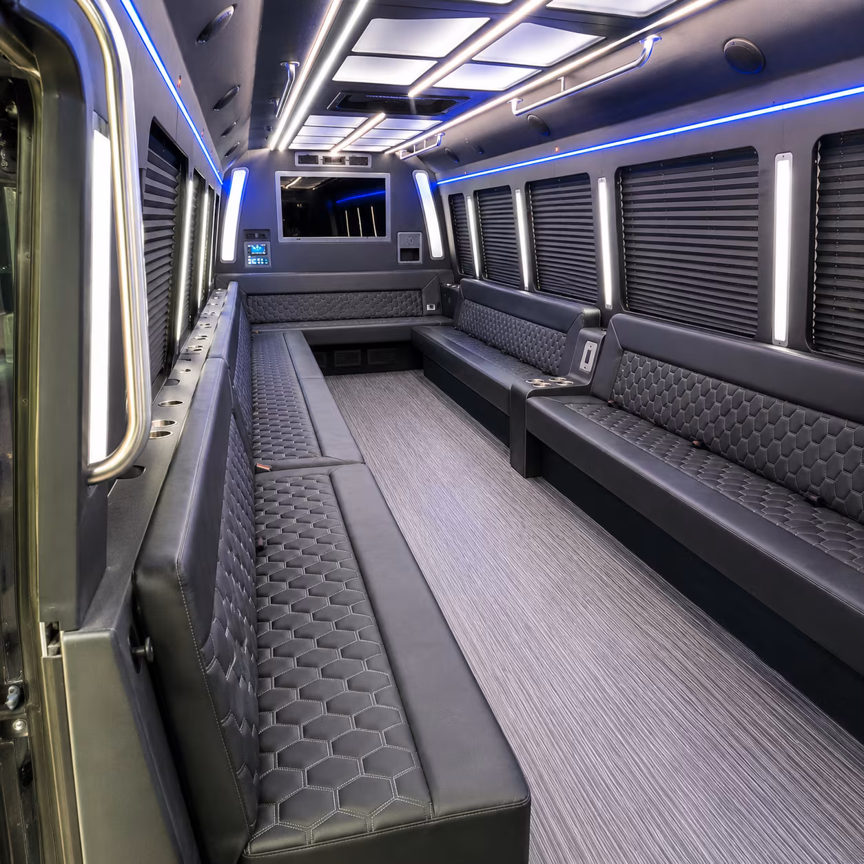 new bedford 40 passenger party bus interior